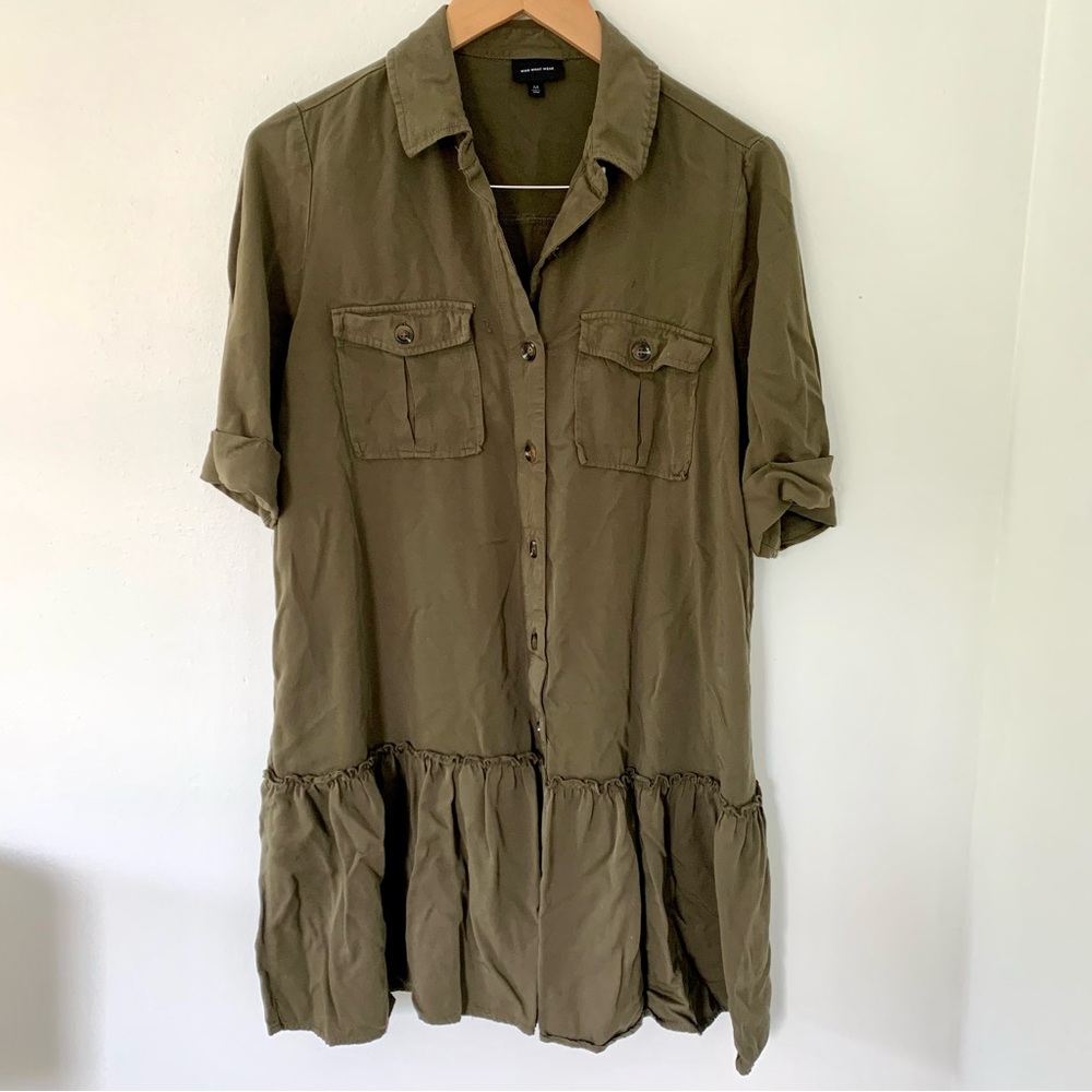 Olive Drop Waist Dress